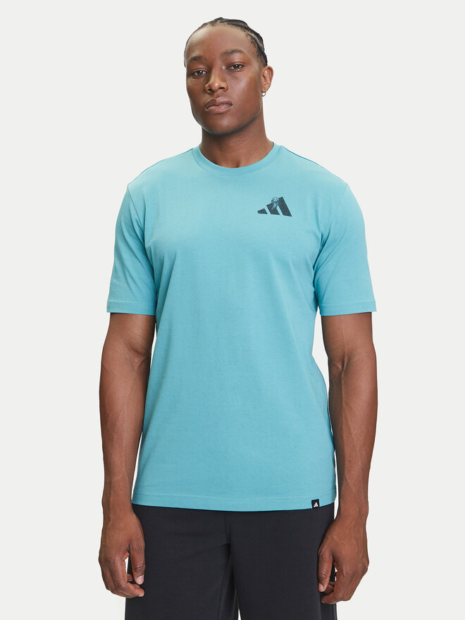 adidas adidas Camiseta Yay Sports Verbiage Graphic JY1830 Turquesa Regular Fit