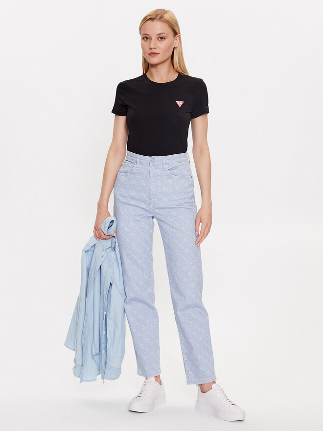 Guess Guess Marškinėliai W2YI44 J1314 Juoda Slim Fit