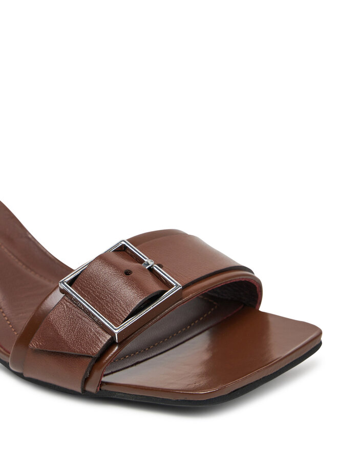 Calvin Klein Παντόφλες Calvin Klein Heel Mule 50 W/Buckle - Lth HW0HW02478 Καφέ
