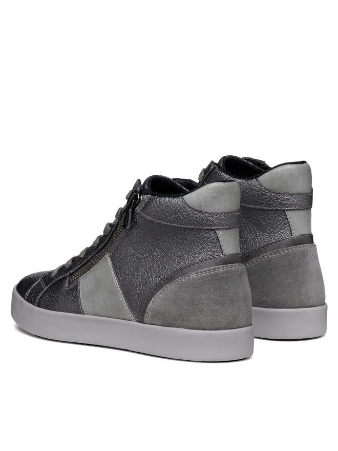 Geox D Blomiee D - Sneaker Donna Mid-Cut - Tortora Scuro - Traspiranti E Comode Con Zip Laterale - Tacco Piatto