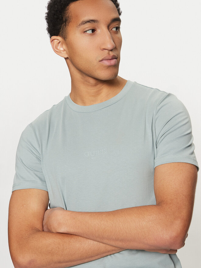 Guess Guess Marškinėliai M2YI72 I3Z14 Žydra Slim Fit