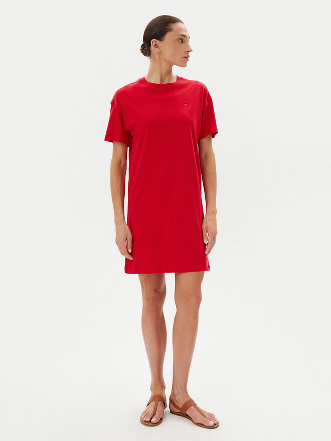 Tommy Hilfiger Tommy Hilfiger Nočna srajca UW0UW05767 Rdeča Regular Fit