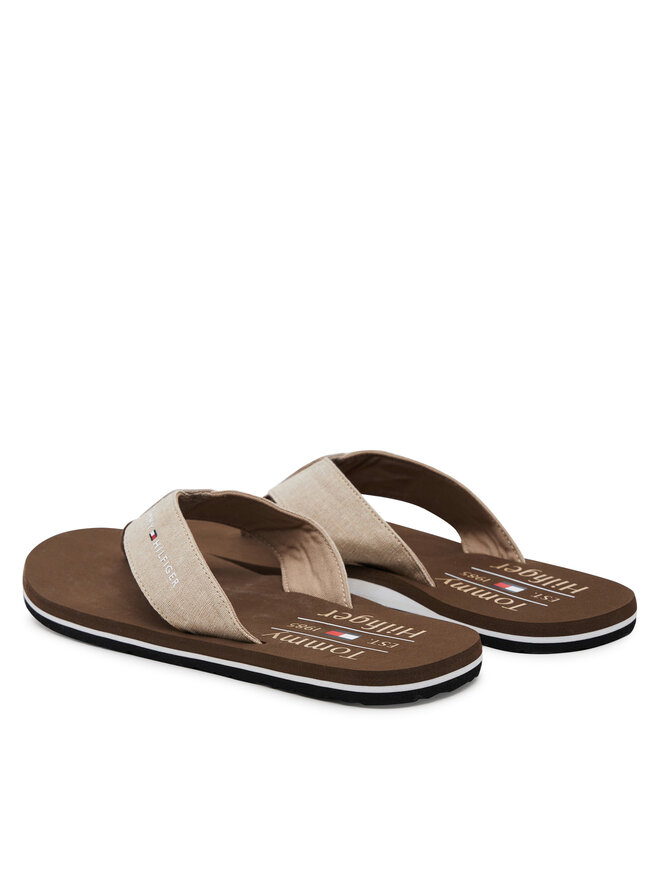 Tommy Hilfiger Flip-flops Tommy Hilfiger Chambray Beach Sandal FM0FM05570 Bézs