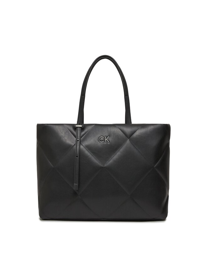Calvin Klein Ročna torba Calvin Klein Re-Lock Quilt Tote Lg K60K611339 Črna