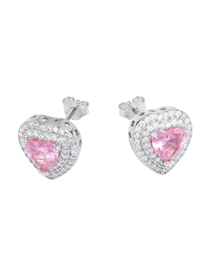ICED STUFF Orecchini ICED STUFF Love Heart Pink Oro bianco