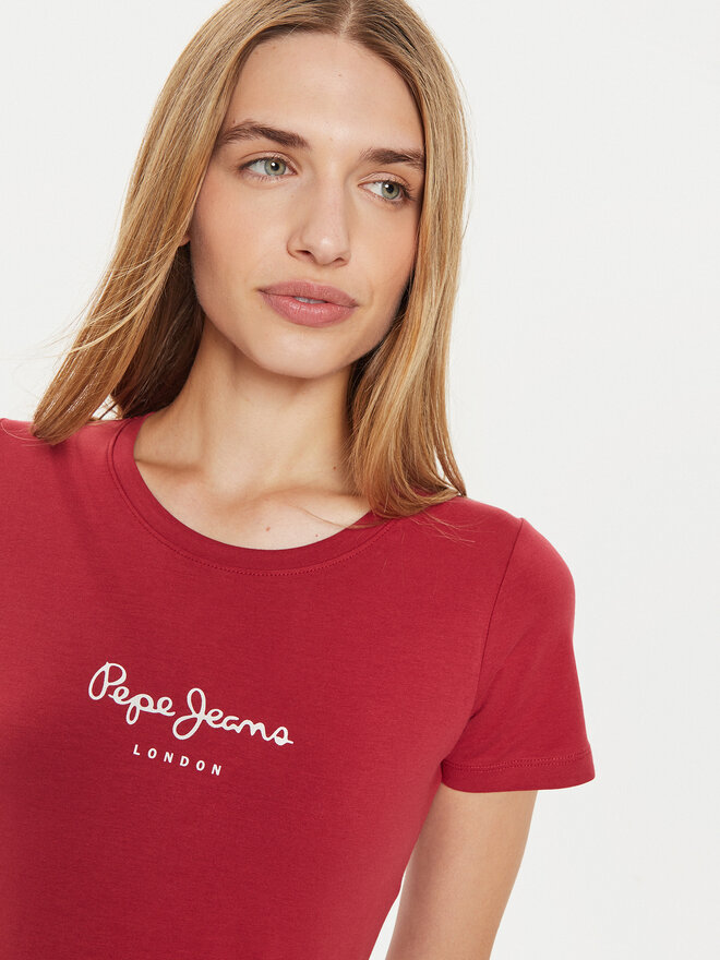 Pepe Jeans Pepe Jeans Marškinėliai New Virginia PL505202 Raudona Slim Fit