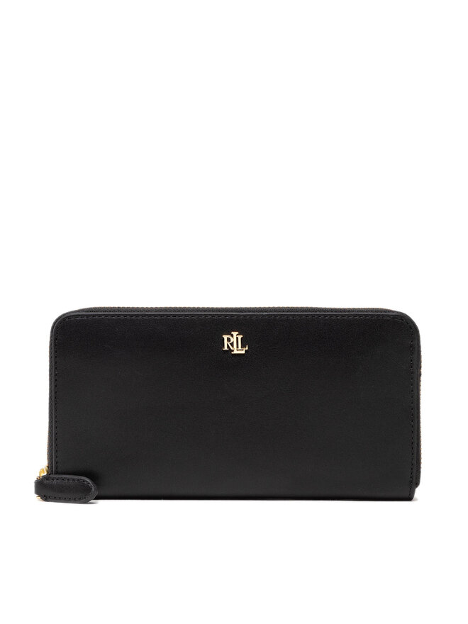 LAUREN RALPH LAUREN Liels sieviešu maks Lauren Ralph Lauren Zip Cont Wlt 432876730003 Melns