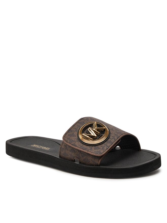 MICHAEL Michael Kors Pantoletten MICHAEL Michael Kors Mk Charm Slide 40R4MKFA1B Braun