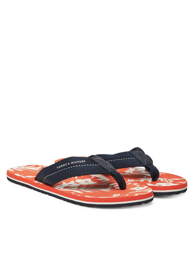 Tommy Hilfiger Žabky Tommy Hilfiger Hilfiger Flw Print Beach Sandal FM0FM05507 Tmavomodrá