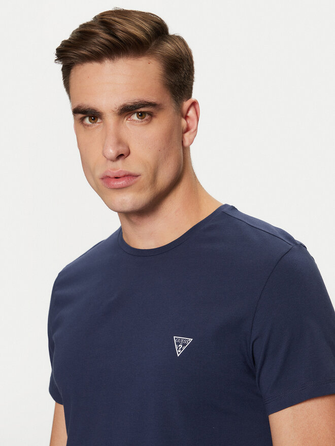 Guess Guess Marškinėliai Caleb U97M00 KCD31 Tamsiai mėlyna Slim Fit