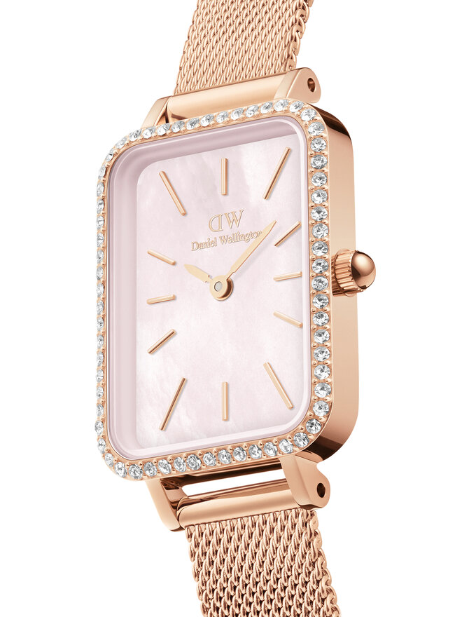 Daniel Wellington Zegarek Daniel Wellington Quadro Mesh DW00100669 Różowe złoto