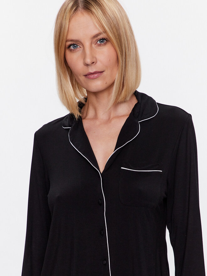 Hunkemöller Hunkemöller Μπλούζα πιτζάμας Jacket 201739 Μαύρο Regular Fit
