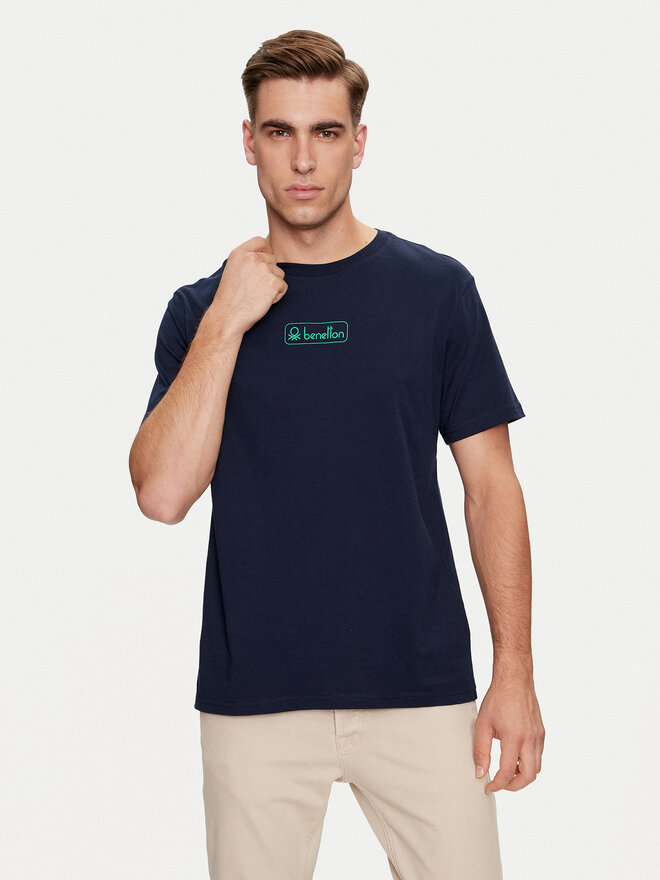 United Colors Of Benetton United Colors Of Benetton Póló 3I1XU1096 Sötétkék Regular Fit