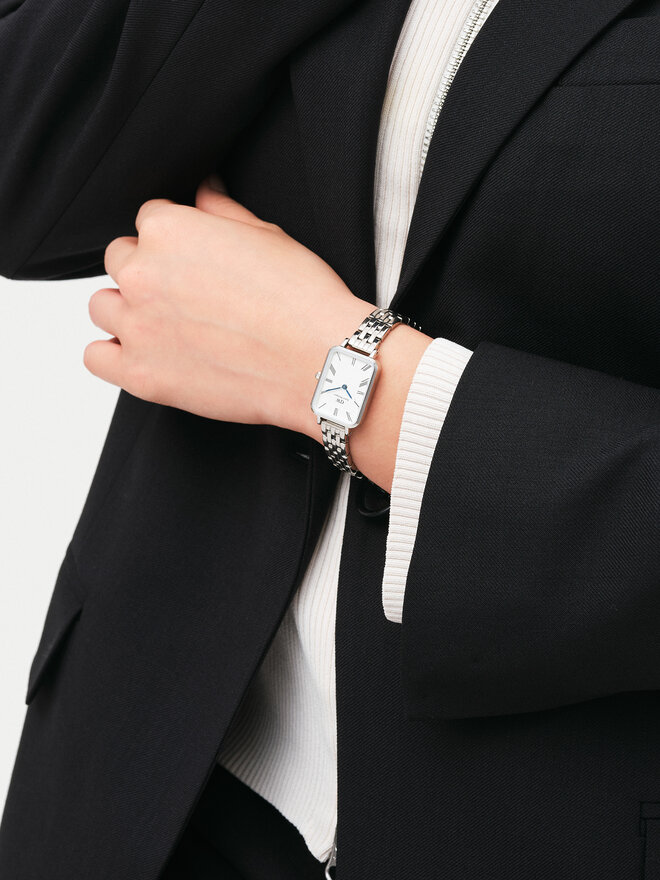 Daniel Wellington Zegarek Daniel Wellington Quadro Roman Numerals 5-Link DW00100691 Srebrny