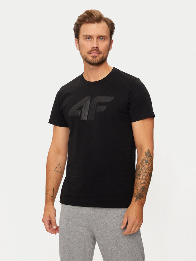 4F 4F Marškinėliai 4FWMM00TTSHM1844 Juoda Regular Fit
