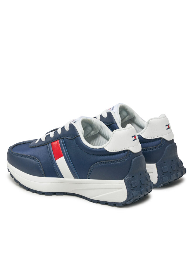 Tommy Hilfiger Laisvalaikio batai Tommy Hilfiger Flag Low Cut Lace-Up Sneaker T3X9-33877-1695 M Tamsiai mėlyna