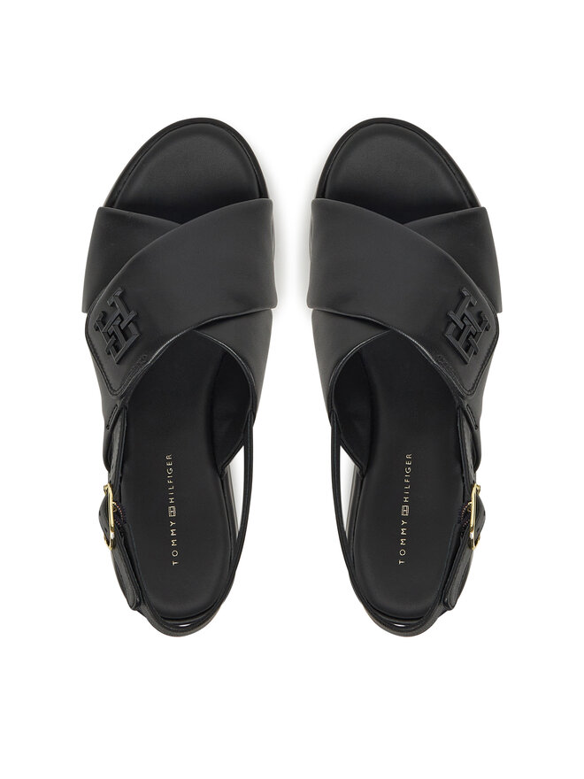Tommy Hilfiger Sandały Tommy Hilfiger Th Logo Hw Padded Leather Sandal FW0FW08808 Czarny