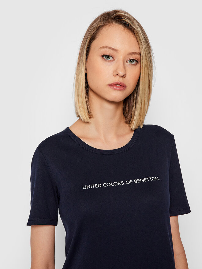 United Colors Of Benetton United Colors Of Benetton Marškinėliai 3GA2E16A2 Tamsiai mėlyna Regular Fit