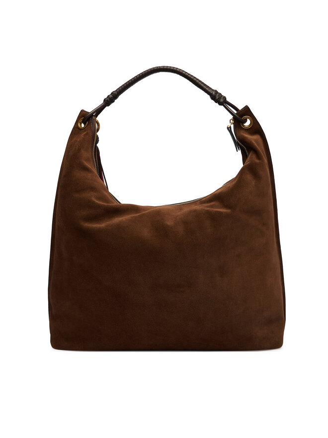 Tommy Hilfiger Handtasche Tommy Hilfiger Th Statement Leather Hobo Suede AW0AW18403 Braun