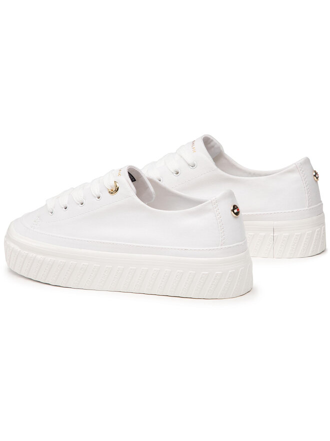 Tommy Hilfiger Sneakers aus Stoff Tommy Hilfiger Shiny Flatform Vulc Sneaker FW0FW05536 Weiß