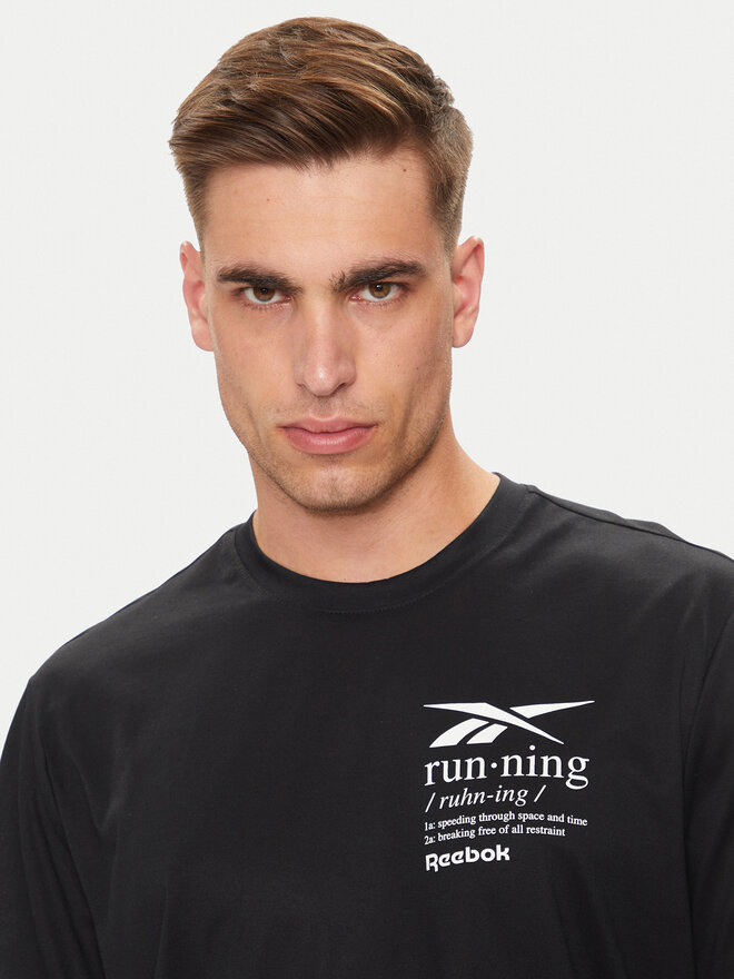 Reebok Reebok Marškinėliai Run Graphic 100075314 Juoda Relaxed Fit