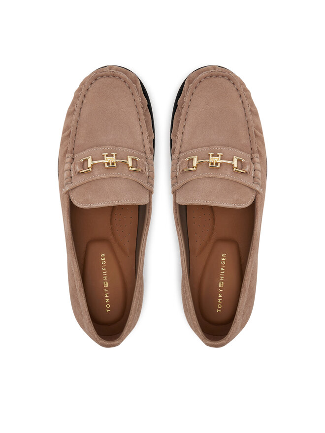 Tommy Hilfiger Halbschuhe Tommy Hilfiger Soft Suede Horsebit Loafer FW0FW08649 Beige