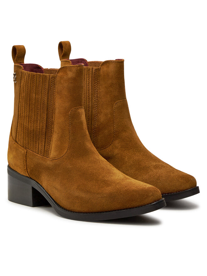 Tommy Hilfiger Μποτάκια Tommy Hilfiger Th Suede Cowboy Boot FW0FW08034 Καφέ