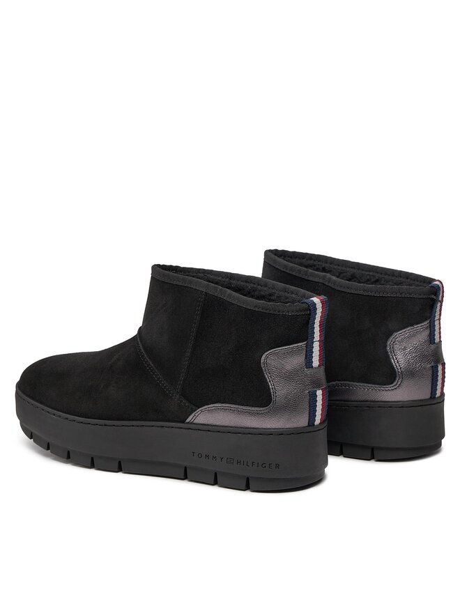 Tommy Hilfiger Schneeschuhe Tommy Hilfiger Metallic Suede Snowboot FW0FW07850 Schwarz