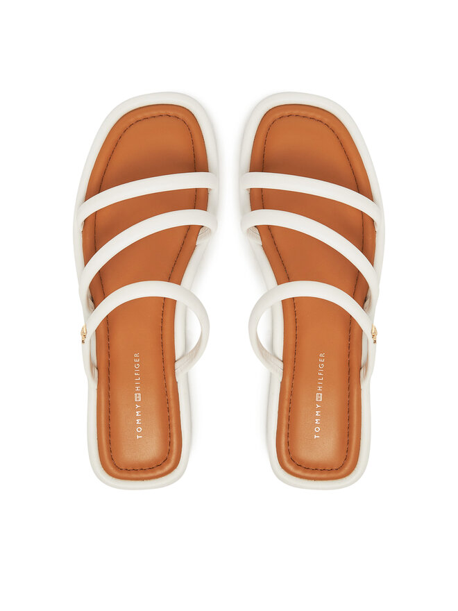 Tommy Hilfiger Şlapi Tommy Hilfiger Strappy Leather Mule FW0FW08939 Alb