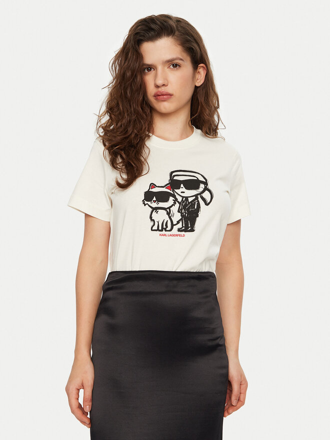 KARL LAGERFELD KARL LAGERFELD T-Shirt A1W17129 Εκρού Regular Fit