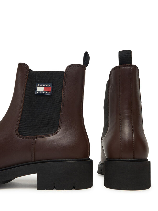 Tommy Jeans Боти тип челси Tommy Jeans Tjw Chelsea Leather Boot EN0EN02825 Кафяв