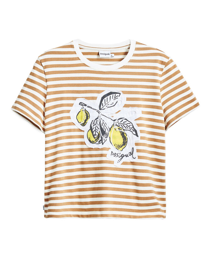 Desigual Desigual Marškinėliai Lemon 25SWTKAE Smėlio Regular Fit