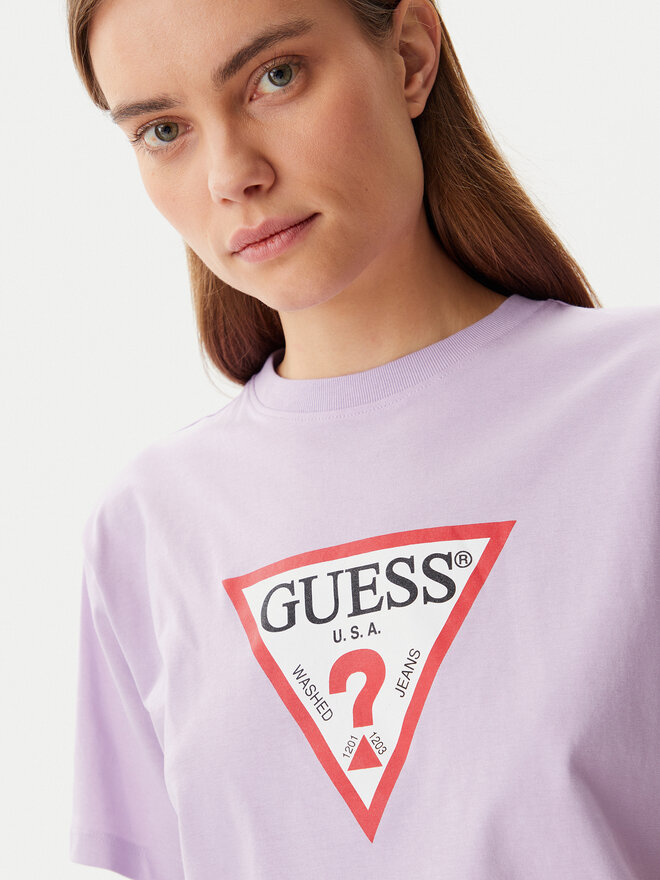 Guess Jeans Guess Jeans Marškinėliai W4YI73 K8HM0 Violetinė Boxy Fit
