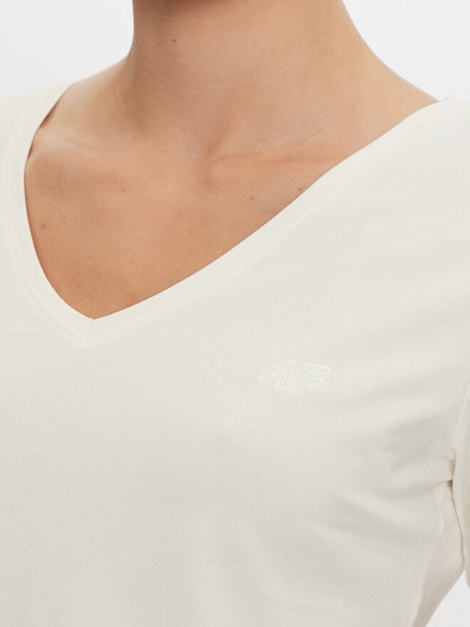4F 4F Camiseta 4FWAW24TTSHF1649 Écru Slim Fit