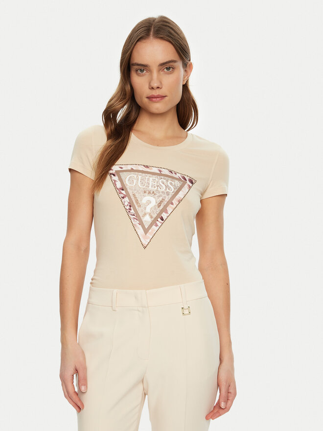 Guess Guess Camiseta W5RI22 J1314 Écru Regular Fit
