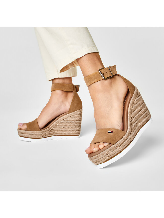 Tommy Jeans Εσπαντρίγιες Tommy Jeans Natural Suede Wedge EN0EN00911 Καφέ