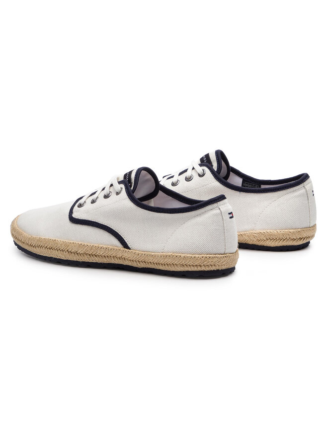 Tommy Hilfiger Espadrile Tommy Hilfiger Canvas Lace Up Espadrille FM0FM02254 Alb