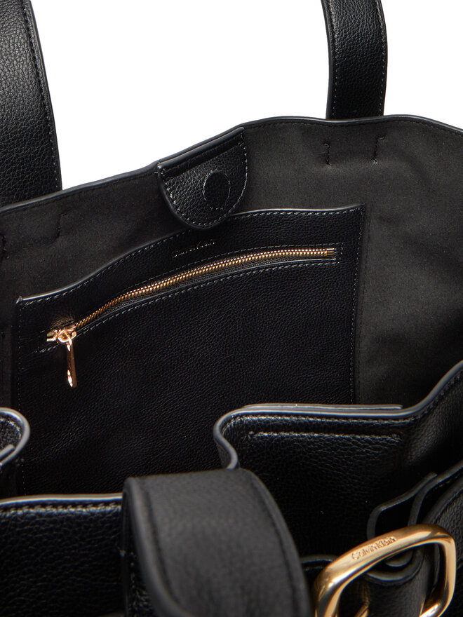 Calvin Klein Handtasche Calvin Klein Buckle Medium Tote LV04F3294G Schwarz