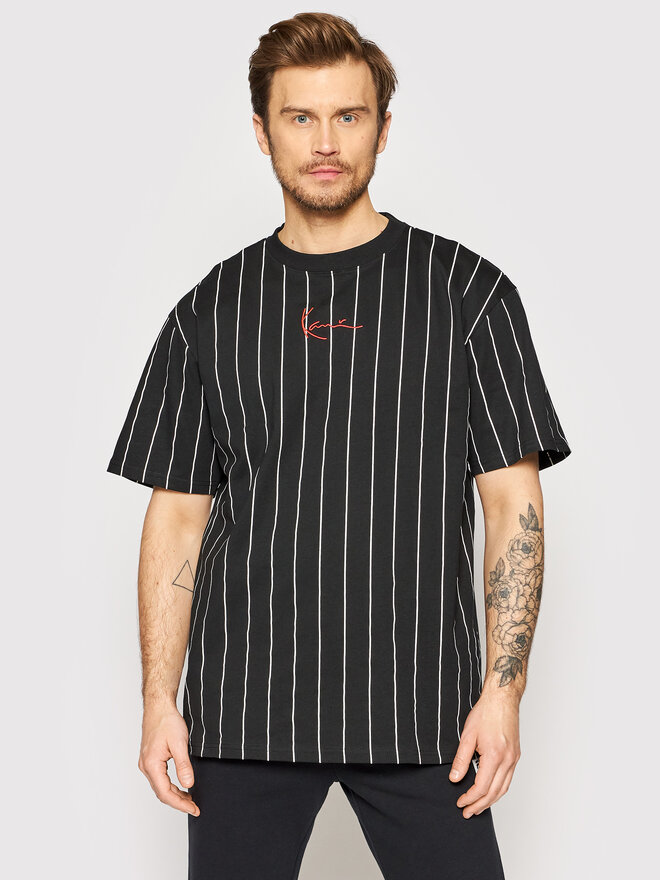 Karl Kani Karl Kani Marškinėliai Signature Pinstripe 6030153 Juoda Regular Fit