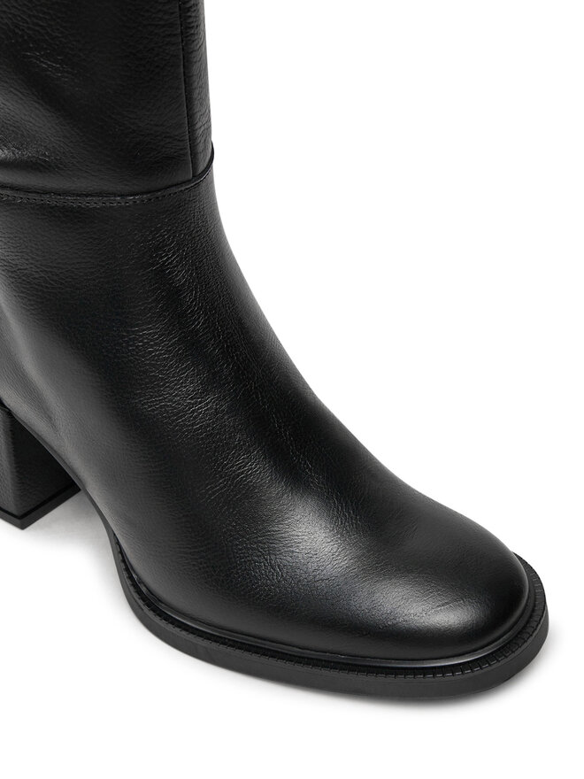 Tommy Hilfiger Kozačky Tommy Hilfiger Long Boot Mid Wrapped Lthr Heel FW0FW08099 Černá