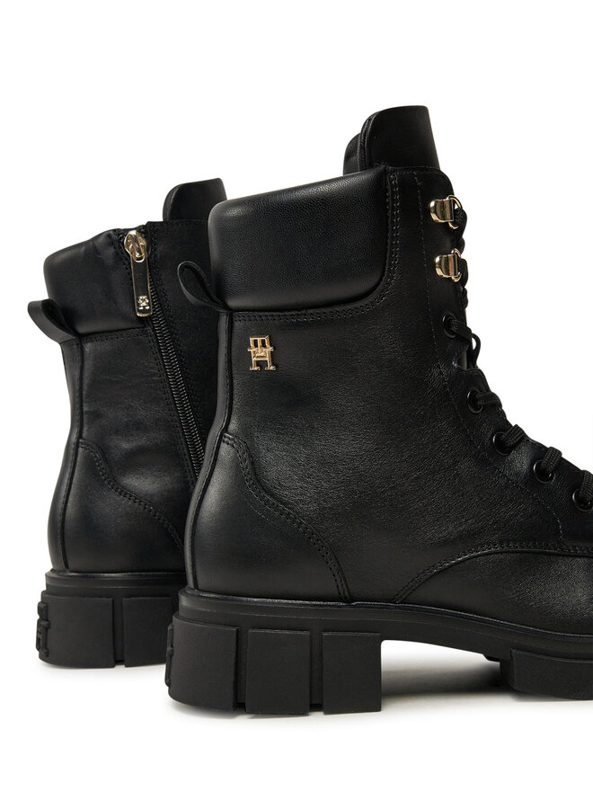 Tommy Hilfiger Scarponcini Tommy Hilfiger Lace-Up Biker Leather FW0FW08167 Nero