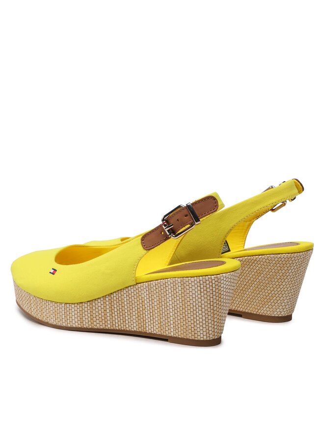 Tommy Hilfiger Сандали Tommy Hilfiger Iconic Elba Sling Back Wedge FW0FW04788 Жълт