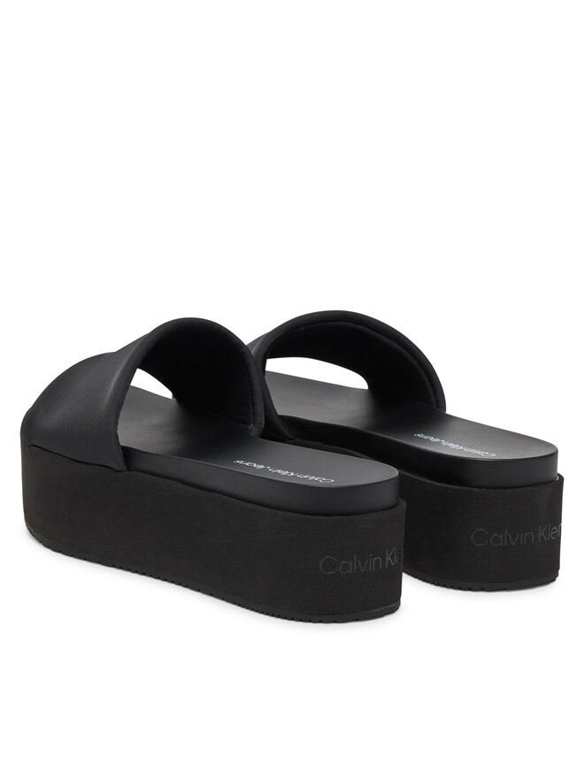 Calvin Klein Jeans Klapki Calvin Klein Jeans Flatform Sandal Slide In Nylon YW0YW01791 Czarny