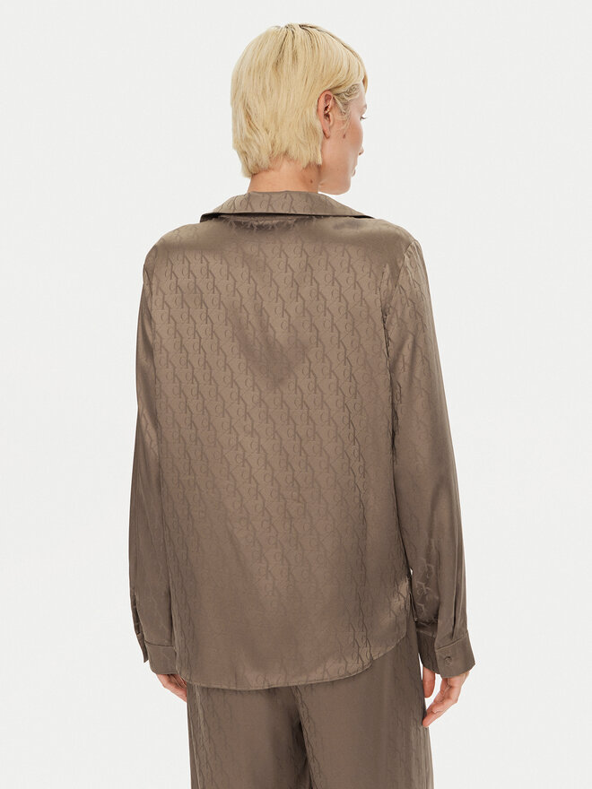Calvin Klein Calvin Klein Μπλούζα πιτζάμας Buttondown 000QS7302E Καφέ Regular Fit