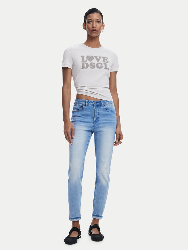 Desigual Desigual Marškinėliai Love Dsgl 25SWTK10 Pilka Regular Fit