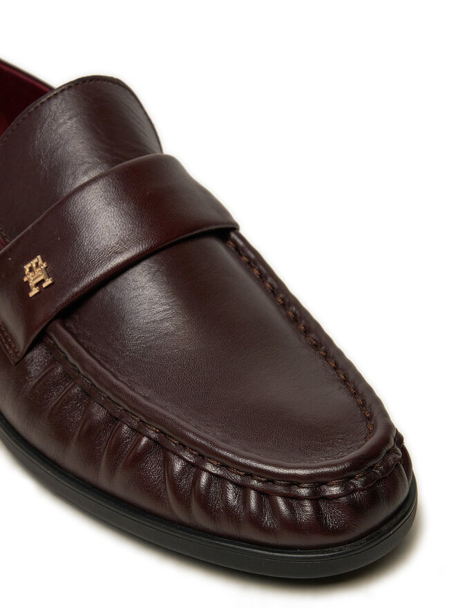 Tommy Hilfiger Lordsy Tommy Hilfiger Loafer Soft Nappa Pleated Toe FW0FW08362 Bordowy