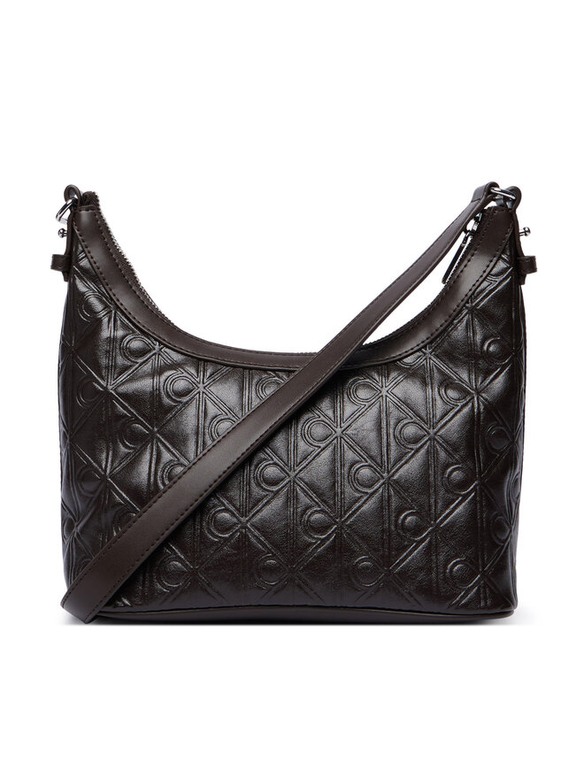 Calvin Klein Handtasche Calvin Klein Emblem Aop Debossed Shoulder Bag LV04F3874G Braun