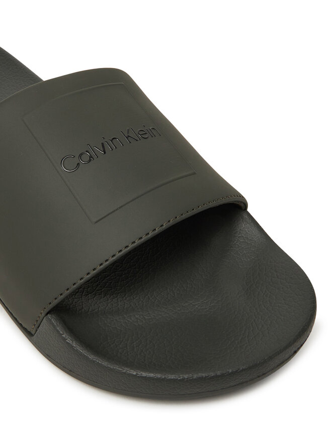 Calvin Klein Şlapi Calvin Klein Pool Slide W/ Ck Square HM0HM01754 Verde