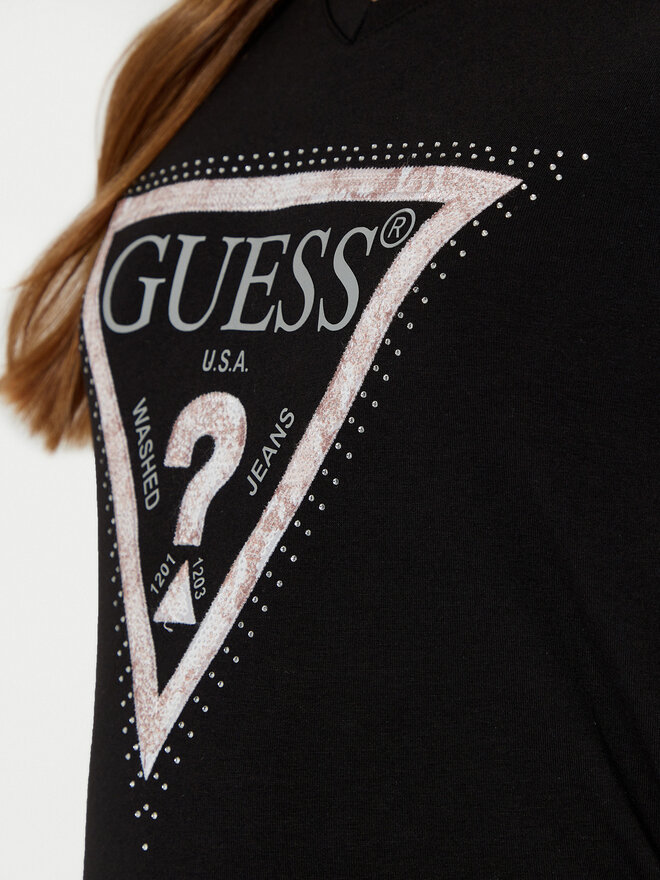 Guess Guess Marškinėliai W5RI21 J1314 Juoda Regular Fit