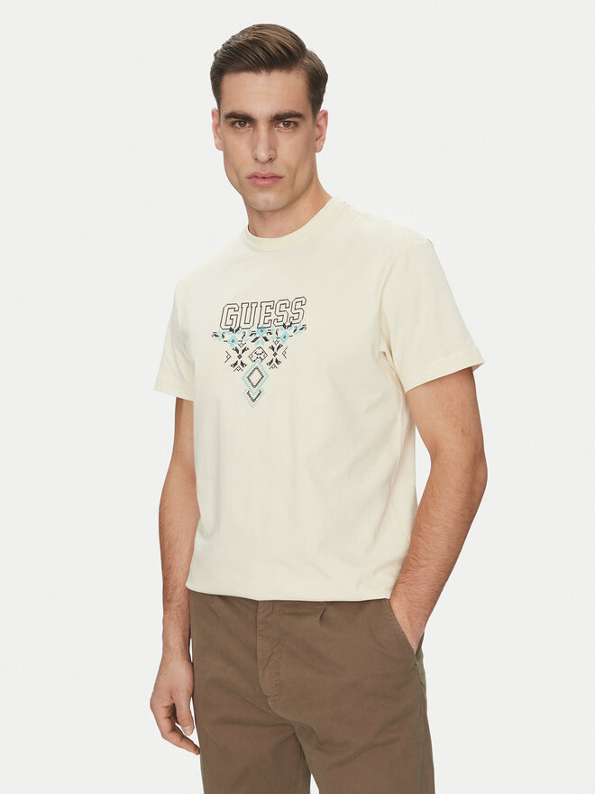 Guess Guess Marškinėliai M5GI11 K8FQ4 Smėlio Regular Fit